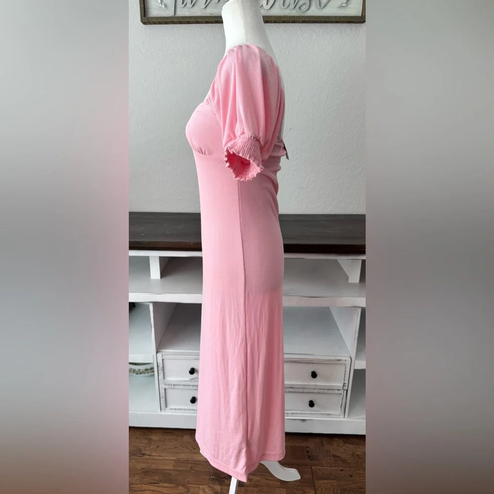 NWT Free People Beach Bel Air Midi Dress Pink Ribbed‎ Women's Size XS P